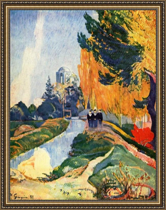 Framed Paul Gauguin les alyscamps painting