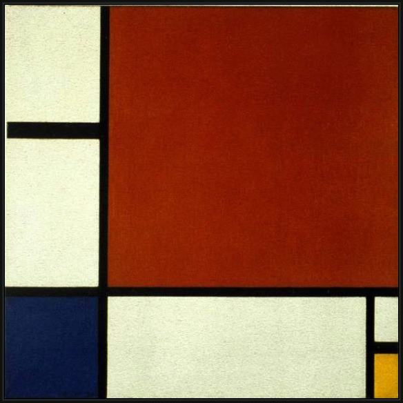 Framed Piet Mondrian composition ii in red blue and yellow painting