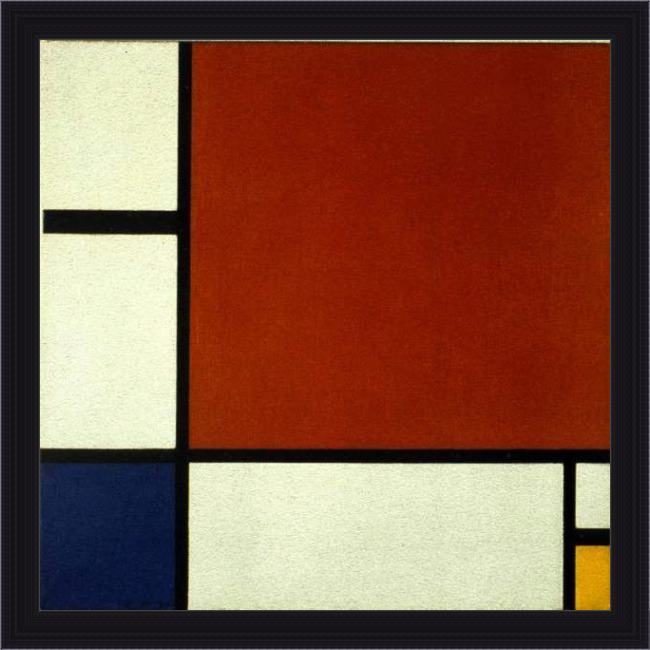 Framed Piet Mondrian composition ii in red blue and yellow painting