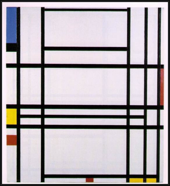 Framed Piet Mondrian composition no. 10 painting