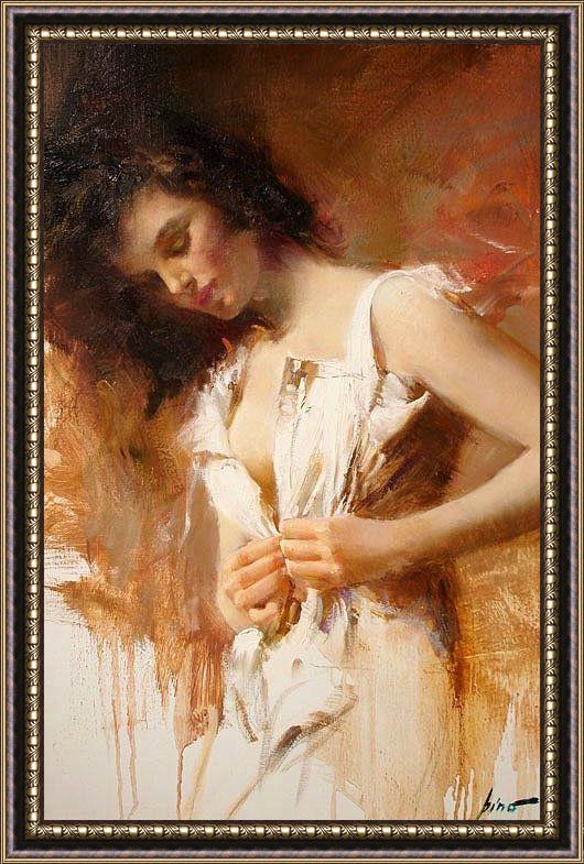 Framed Pino white dress painting