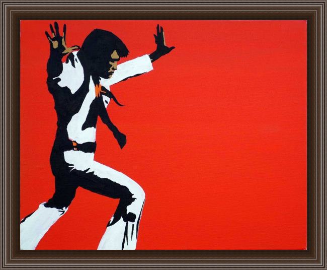 Framed Pop art king elvis on red painting