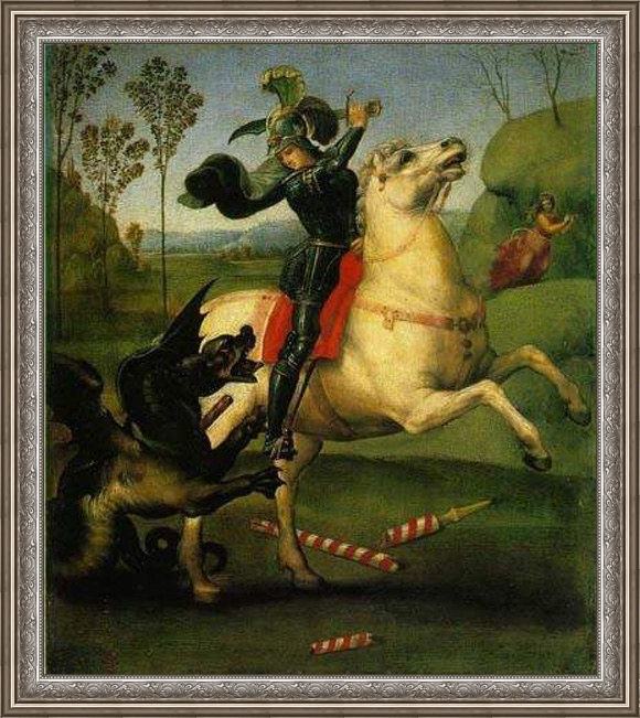Framed Raphael saint george and the dragon painting