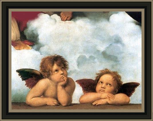 Framed Raphael sistine madonna 2 angels painting