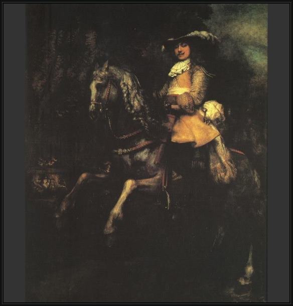 Framed Rembrandt frederick rihel on horseback painting