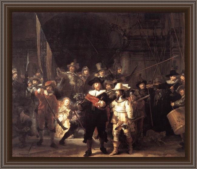 Framed Rembrandt rembrandt night watch painting