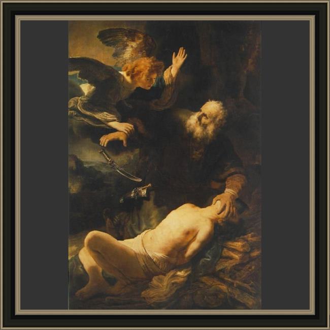 Framed Rembrandt the sacrifice of abraham painting