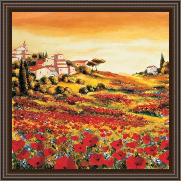 Framed Richard Leblanc valley of poppies painting