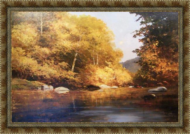 Framed Robert Wood autumn bronze painting