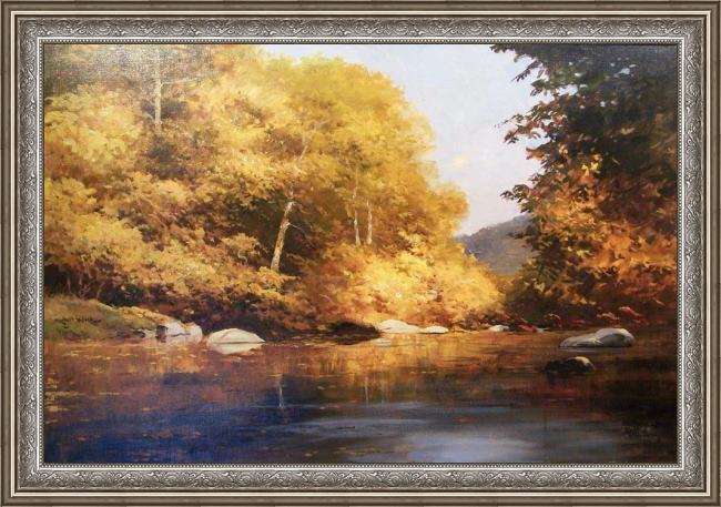 Framed Robert Wood autumn bronze painting