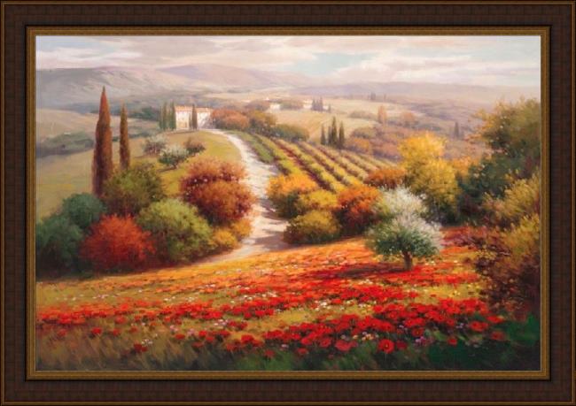 Framed Roberto Lombardi vineyard view i painting