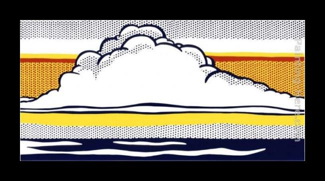 Framed Roy Lichtenstein cloud and sea, 1964 painting