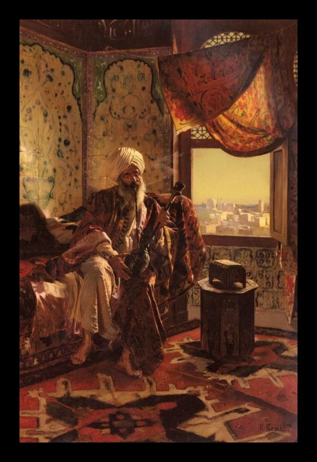 Framed Rudolf Ernst smoking the hookah painting