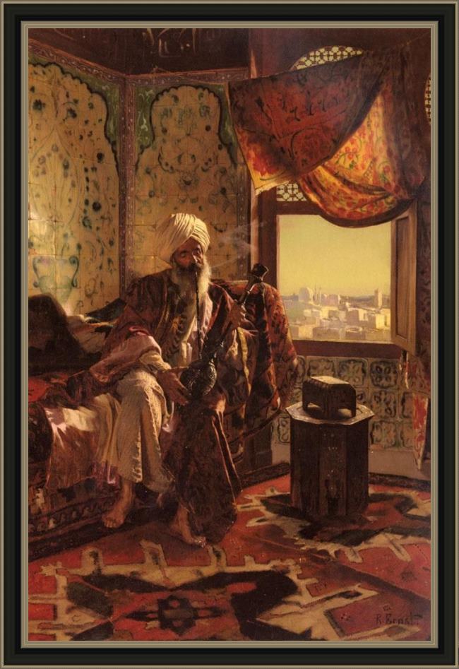 Framed Rudolf Ernst smoking the hookah painting