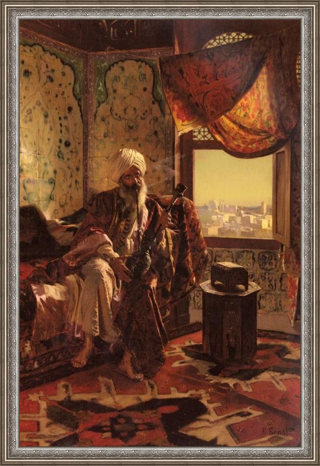 Framed Rudolf Ernst smoking the hookah painting