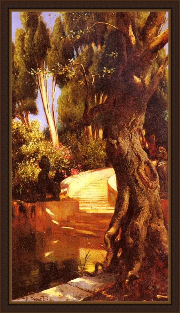 Framed Rudolf Ernst the staircase under the trees painting