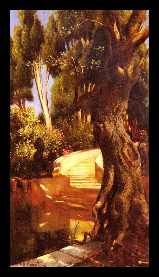 Framed Rudolf Ernst the staircase under the trees painting