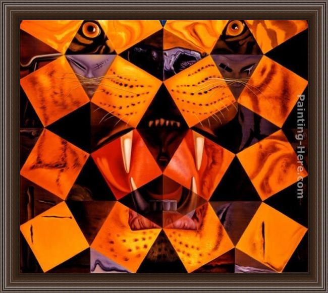 Framed Salvador Dali cinquenta, tigre real painting