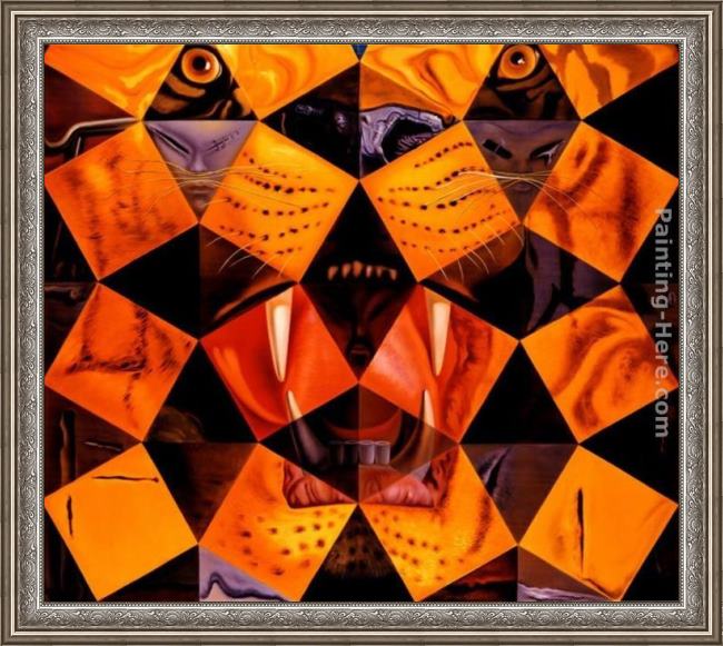 Framed Salvador Dali cinquenta, tigre real painting