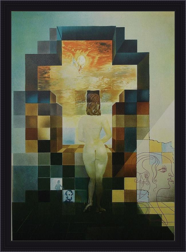Framed Salvador Dali lincoln in dali vision painting