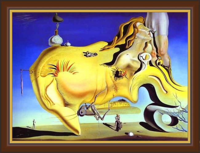 Framed Salvador Dali the great masturbator painting