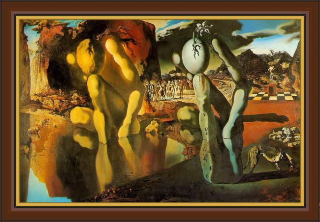 Framed Salvador Dali the metamorphosis of narcissus painting