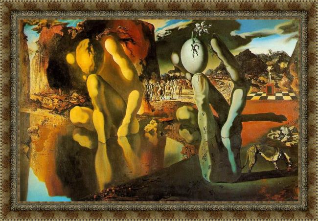 Framed Salvador Dali the metamorphosis of narcissus painting