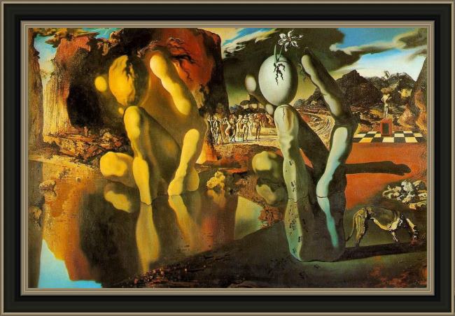 Framed Salvador Dali the metamorphosis of narcissus painting