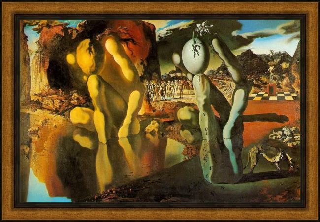 Framed Salvador Dali the metamorphosis of narcissus painting