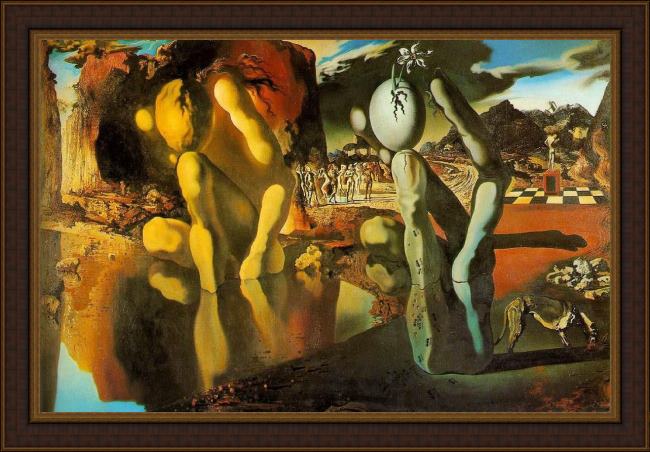 Framed Salvador Dali the metamorphosis of narcissus painting