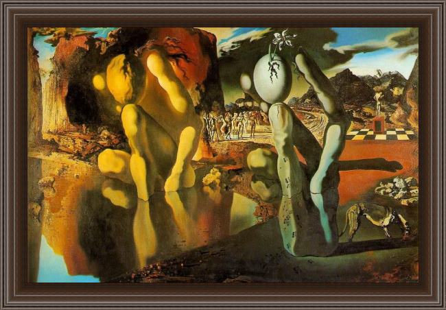 Framed Salvador Dali the metamorphosis of narcissus painting