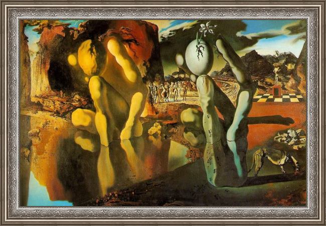 Framed Salvador Dali the metamorphosis of narcissus painting