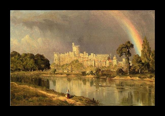 Framed Sanford Robinson Gifford study of windsor castle painting