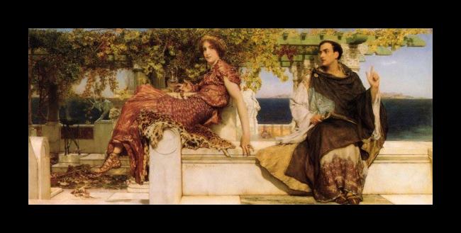 Framed Sir Lawrence Alma-Tadema the conversion of paula by saint jerome painting
