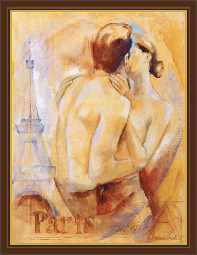 Framed Talantbek Chekirov kiss in paris painting