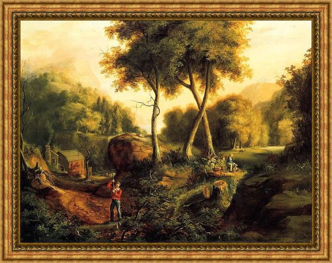 Framed Thomas Cole landscape painting