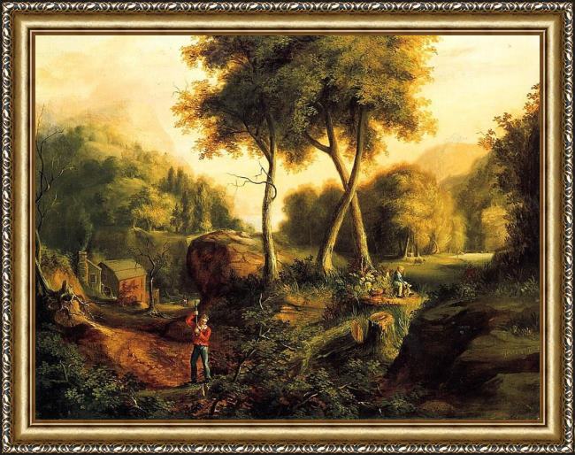 Framed Thomas Cole landscape painting