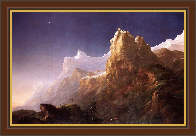 Framed Thomas Cole prometheus bound painting