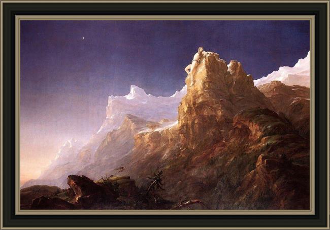 Framed Thomas Cole prometheus bound painting