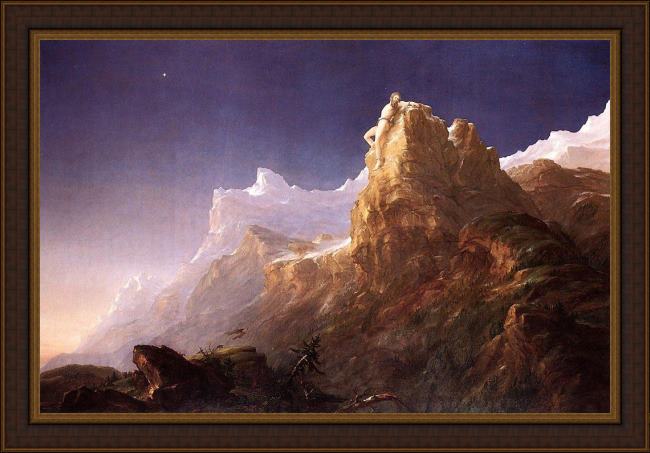 Framed Thomas Cole prometheus bound painting