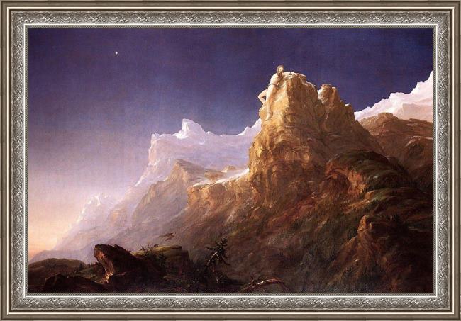 Framed Thomas Cole prometheus bound painting