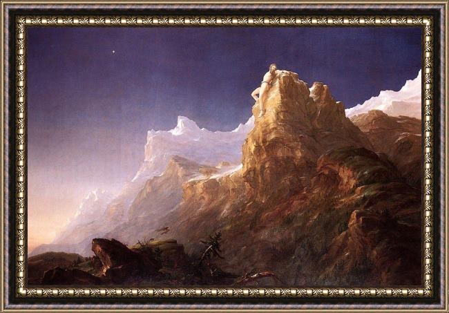 Framed Thomas Cole prometheus bound painting