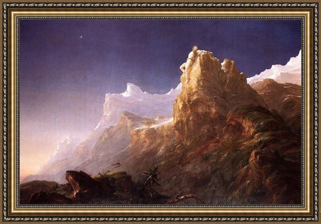 Framed Thomas Cole prometheus bound painting