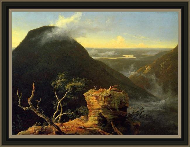 Framed Thomas Cole sunny morning on the hudson river painting