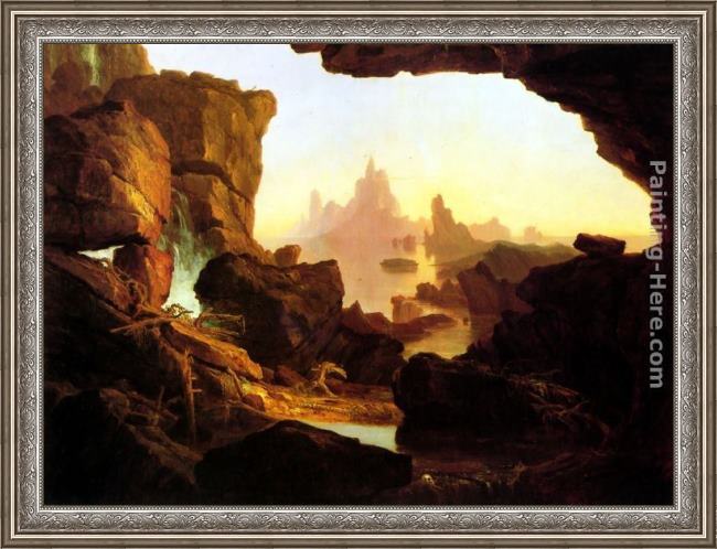 Framed Thomas Cole the subsiding of the waters of the deluge painting