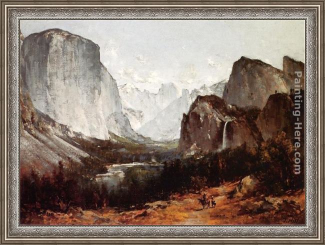 Framed Thomas Hill a view of yosemite valley painting