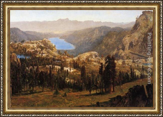 Framed Thomas Hill donnner lake painting