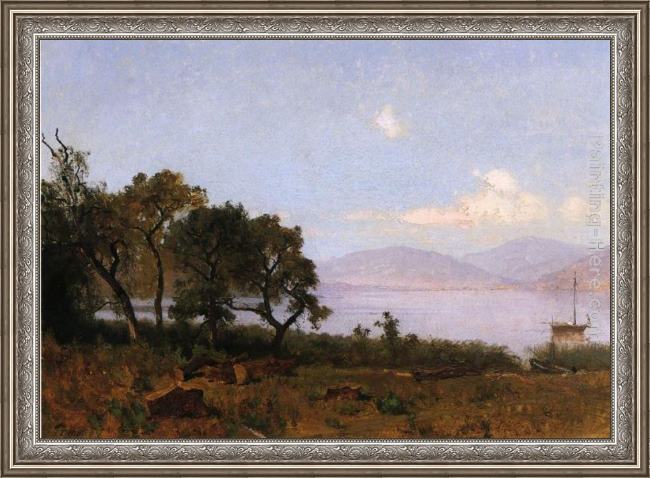 Framed Thomas Hill morning, clear lake painting
