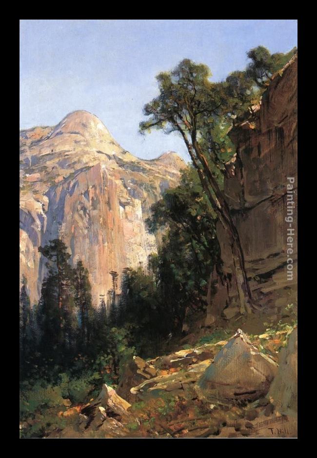 Framed Thomas Hill north dome, yosemite valley painting