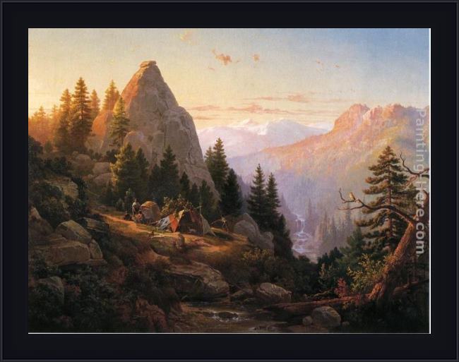 Framed Thomas Hill sugar loaf peak, el dorado county painting
